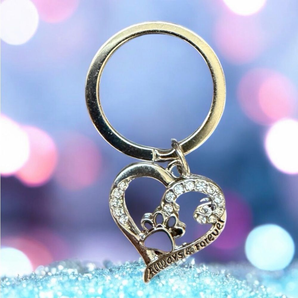 Heart Keychain with Paw Print